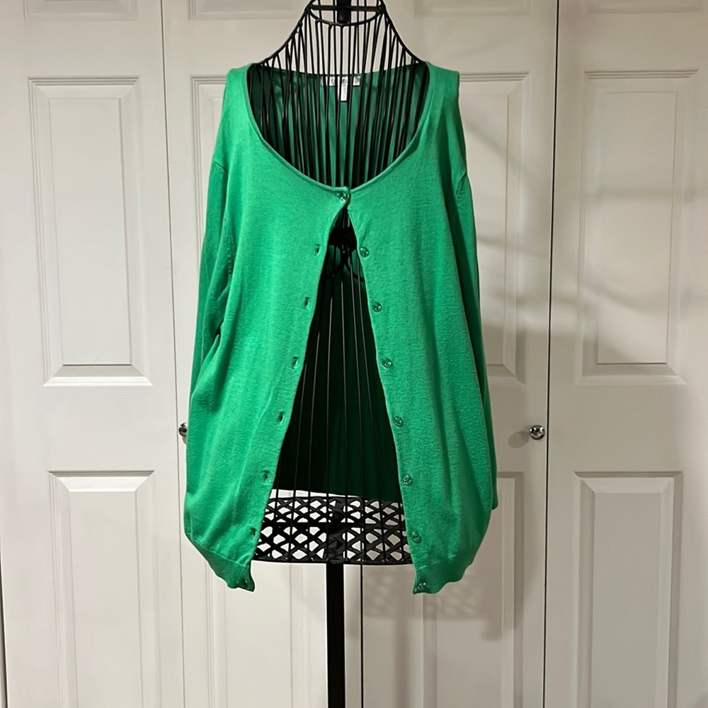 Roz and Ali Green Button Down Sweater
